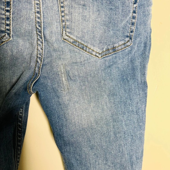 Free People Raegan Jeans Button Fly 28 Distressed Raw Hem Skinny Ankle High Rise - Picture 7 of 8